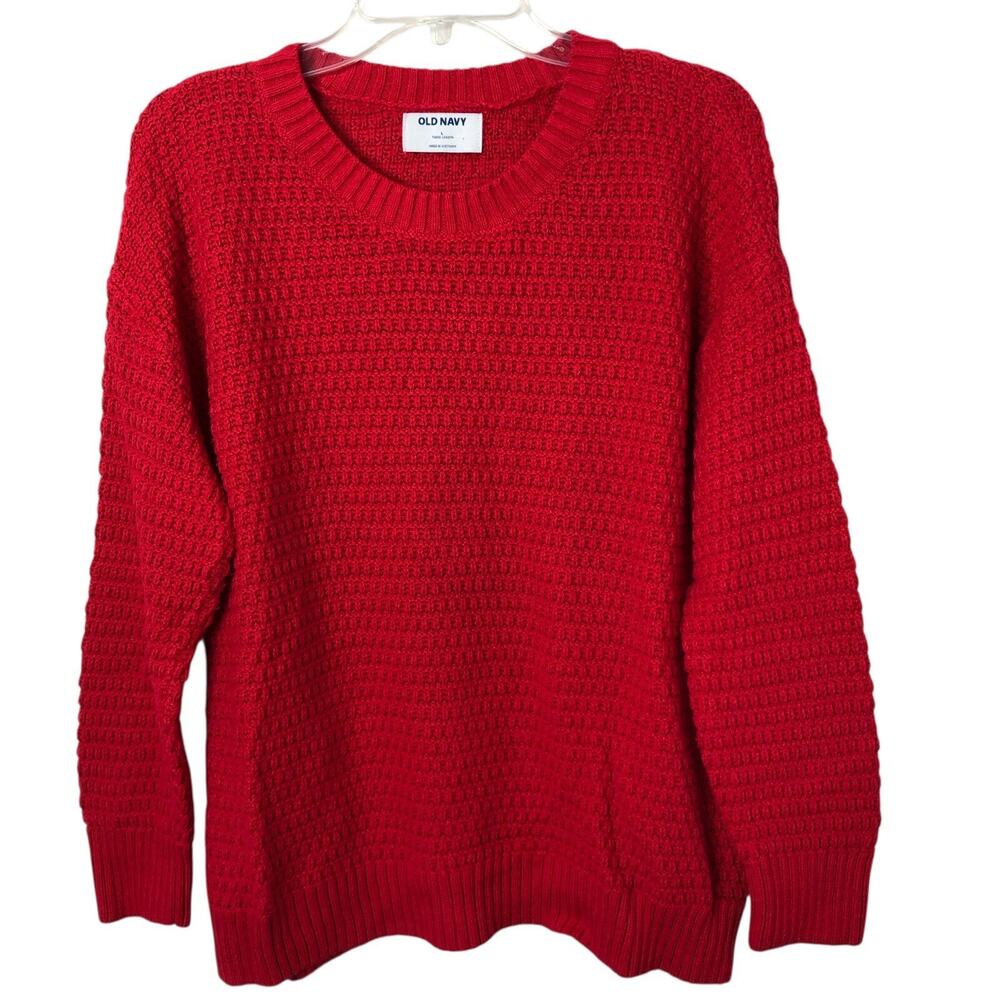 Old Navy Women's Red Tunic Length Long Sleeve Sweater Size Large